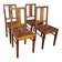 Set of 4 Art Deco chairs in oak and brown leather.
