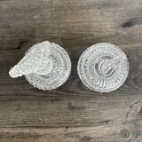 Pair of crystal-style cut glass bottles – retro/vintage dressing table