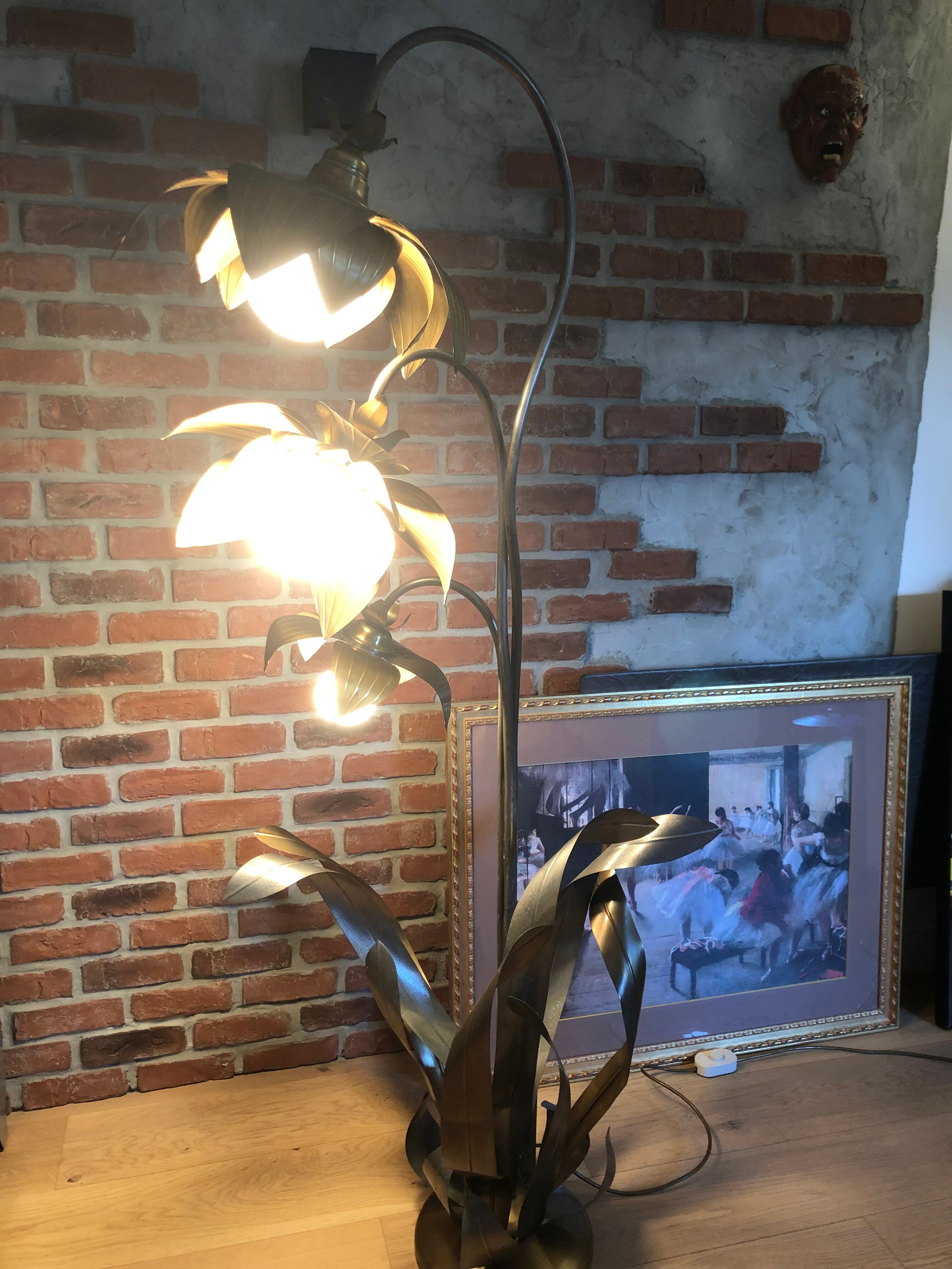 Lampadaire fleurs et plante lampe de plancher de fleur - design années 70