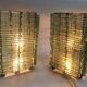 Paire de lampes en lamelles de verre années 80