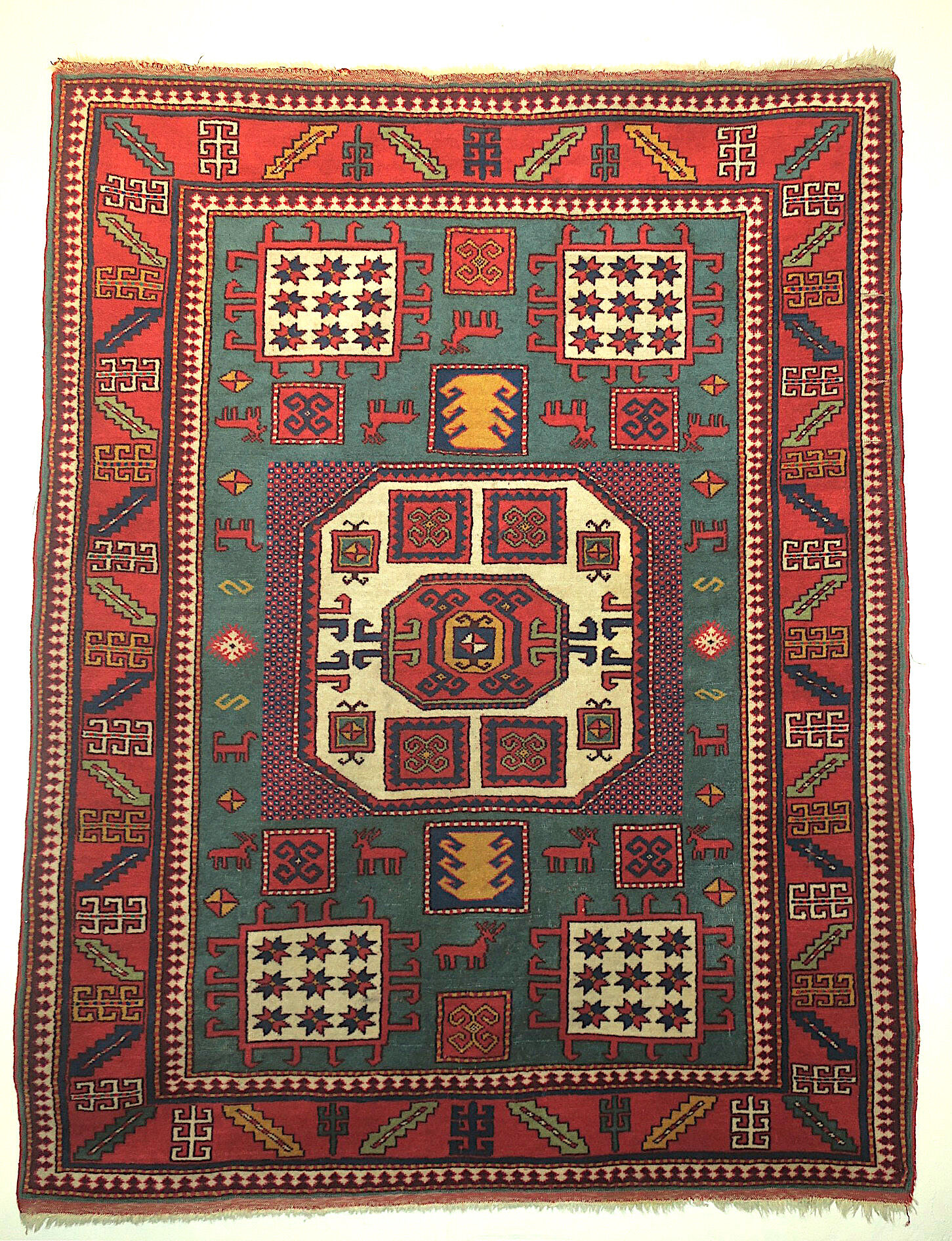 Antique Kazak Karachopf rug with geometrical design, 1920-1930