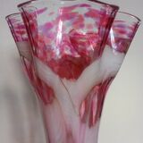 Large flared corolla vase 50cm - speckled pink & white, 70s design