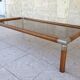 Table design bass, vintage, 70s wood and smoked glass