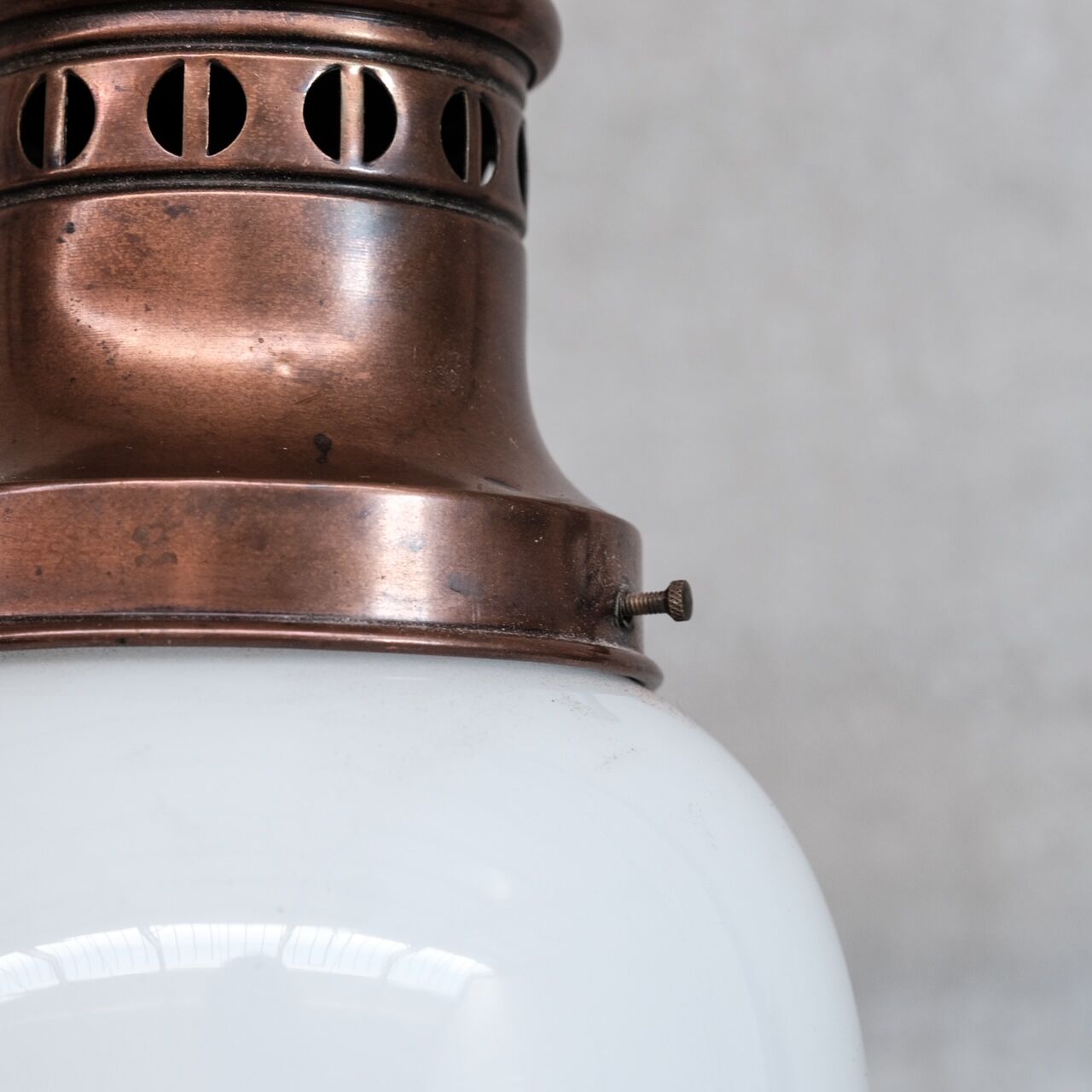 Antique two tone glass and copper pendant light