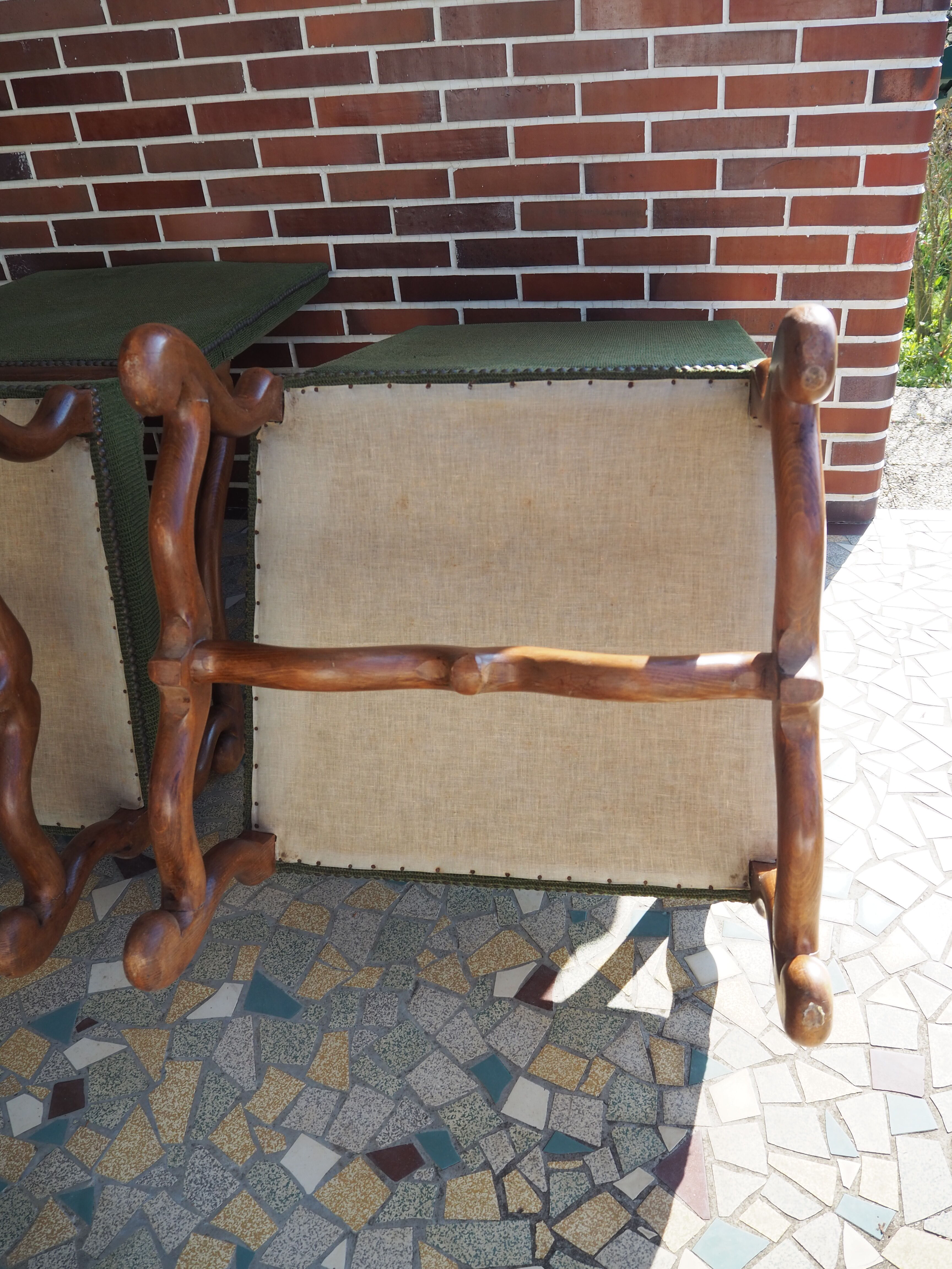 A pair of Louis XIII-style sheep bones armchairs