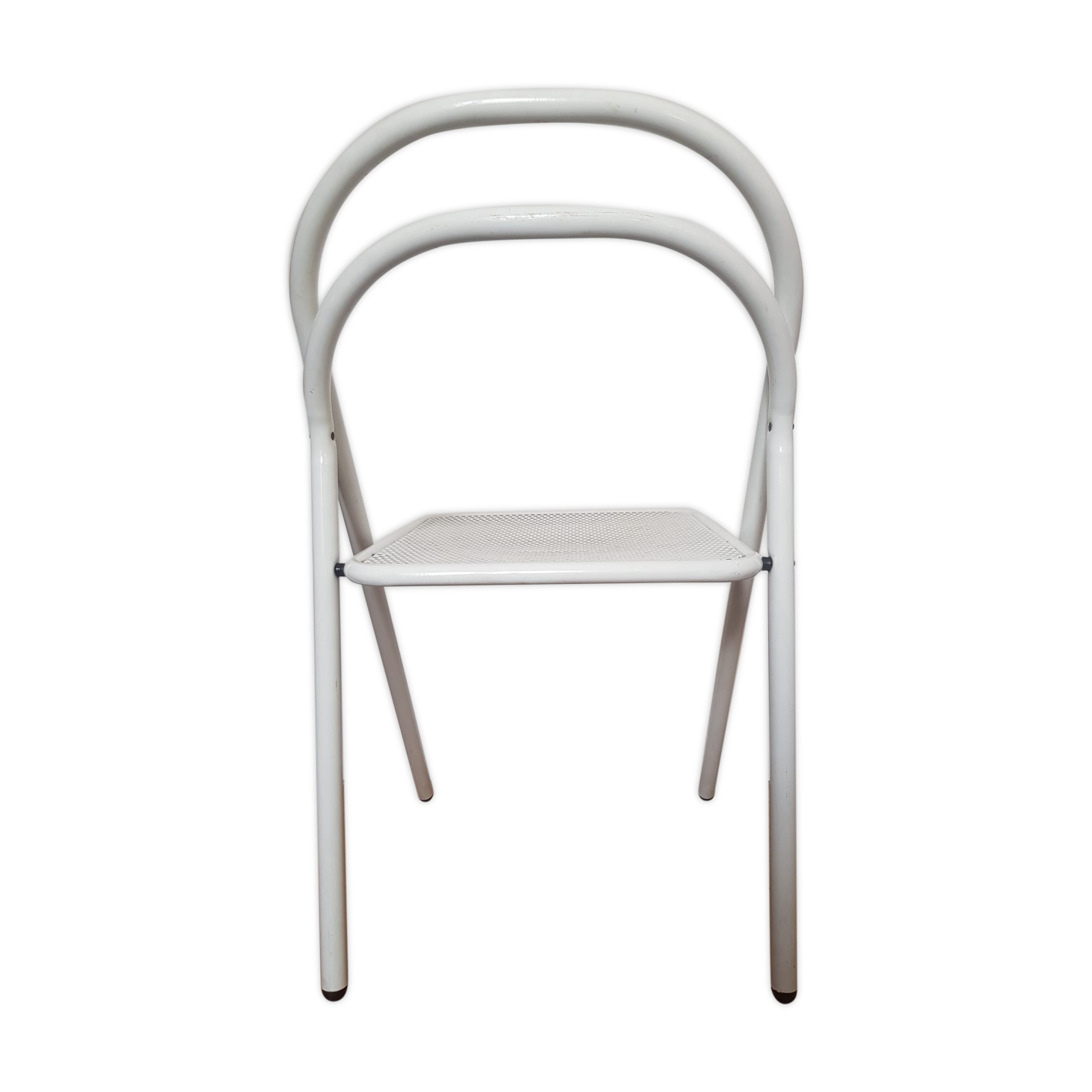 Vintage perforated metal folding chair