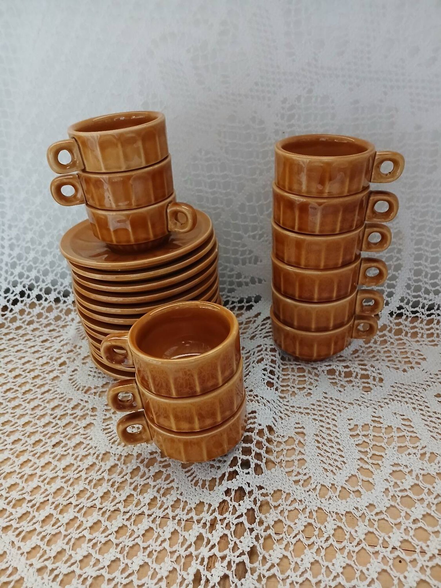12 antique coffee cups with saucers