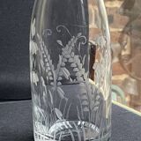 Liqueur carafe in engraved crystal & silver metal