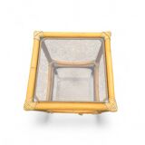 Table d'appoint en bambou et plateaux en verre