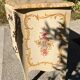 Curved Louis XV style commode in marble with painted floral decoration.