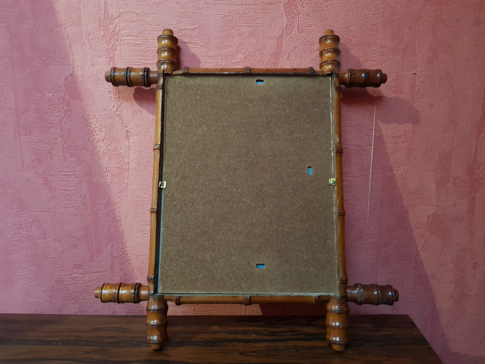 Old bamboo style wooden mirror vintage decoration