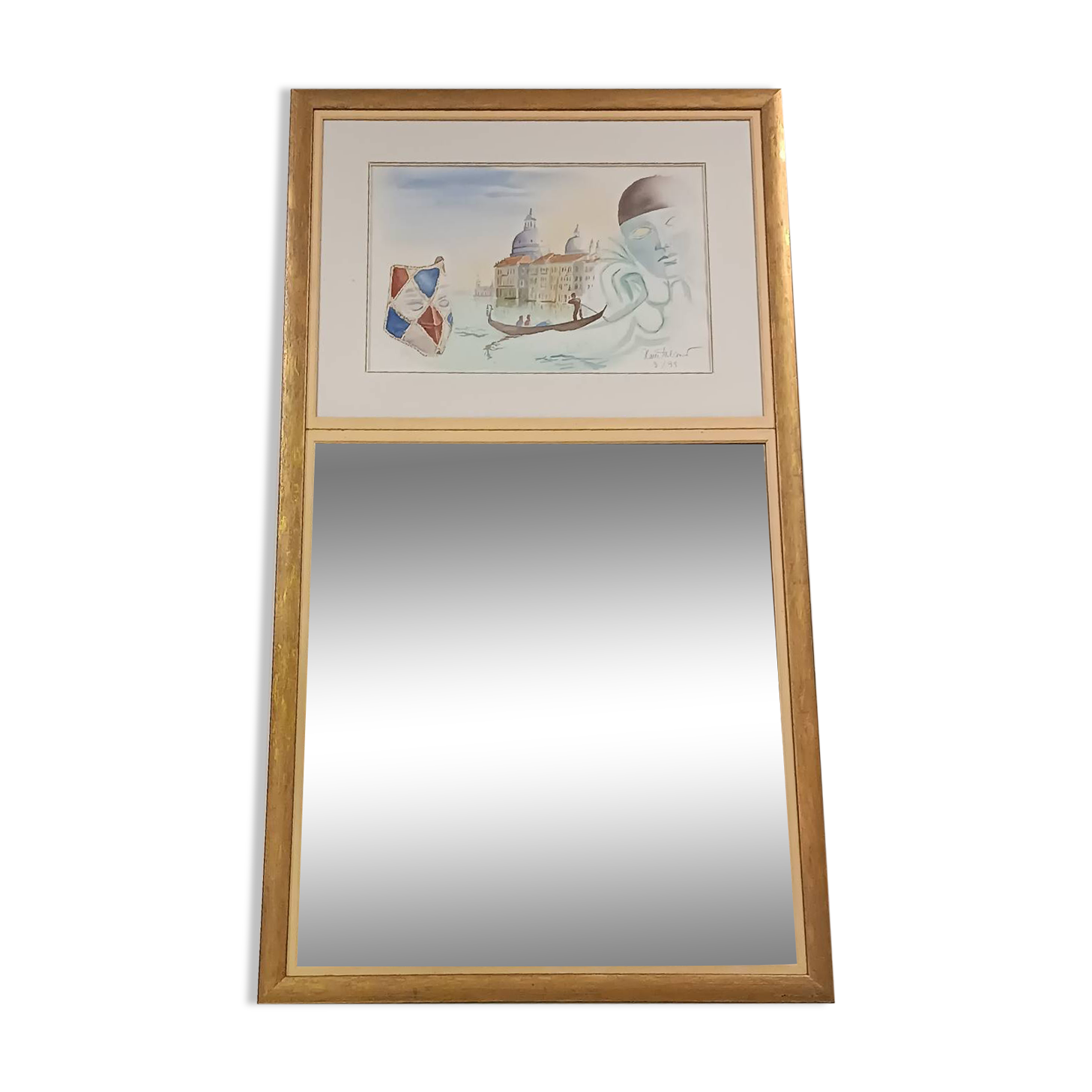 Signed Venice trumeau mirror