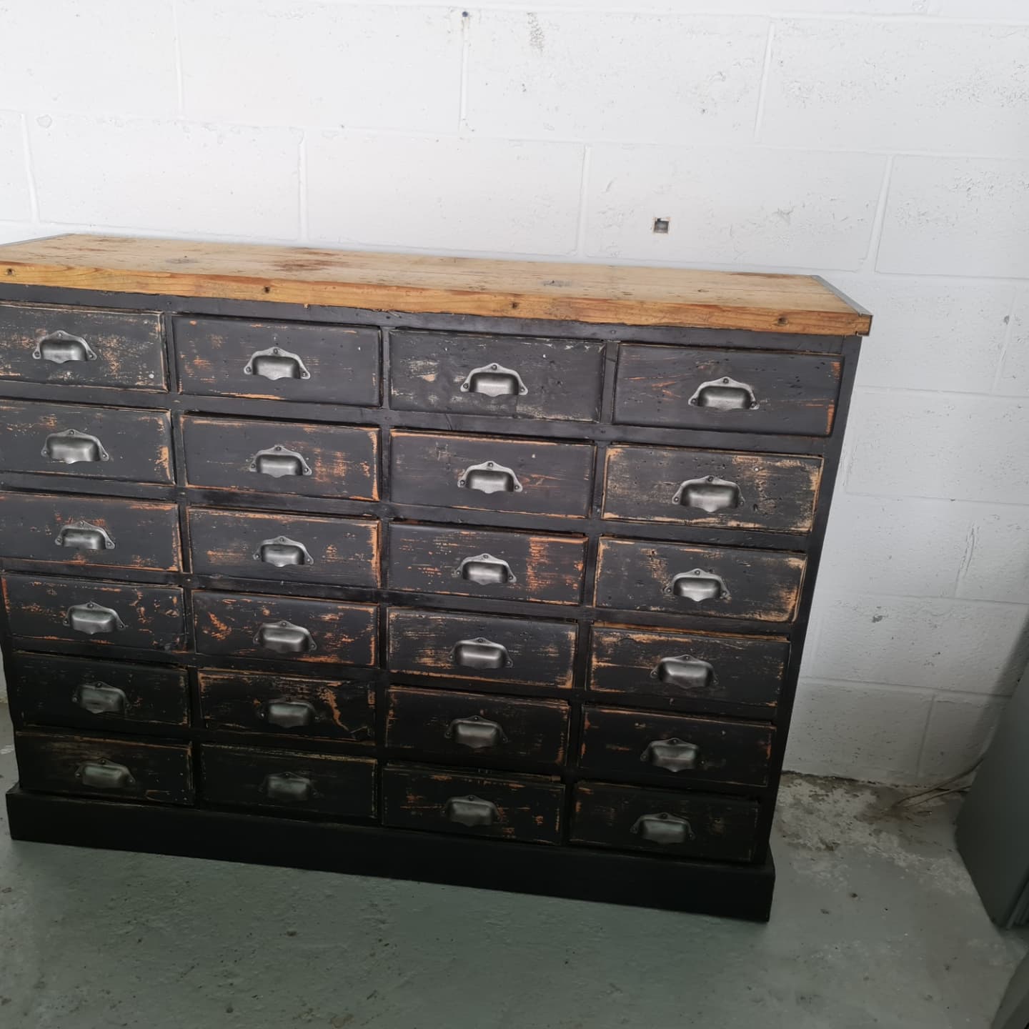 Old workshop drawer cabinet industrial furniture black patina