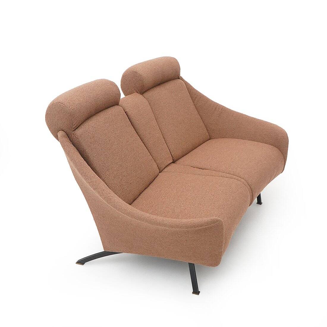 Two-seater canapé in hazelnut boucle, 1950s.