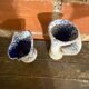 Pair of Snowstone Vases Ceramic White Blue France Vintage #D55