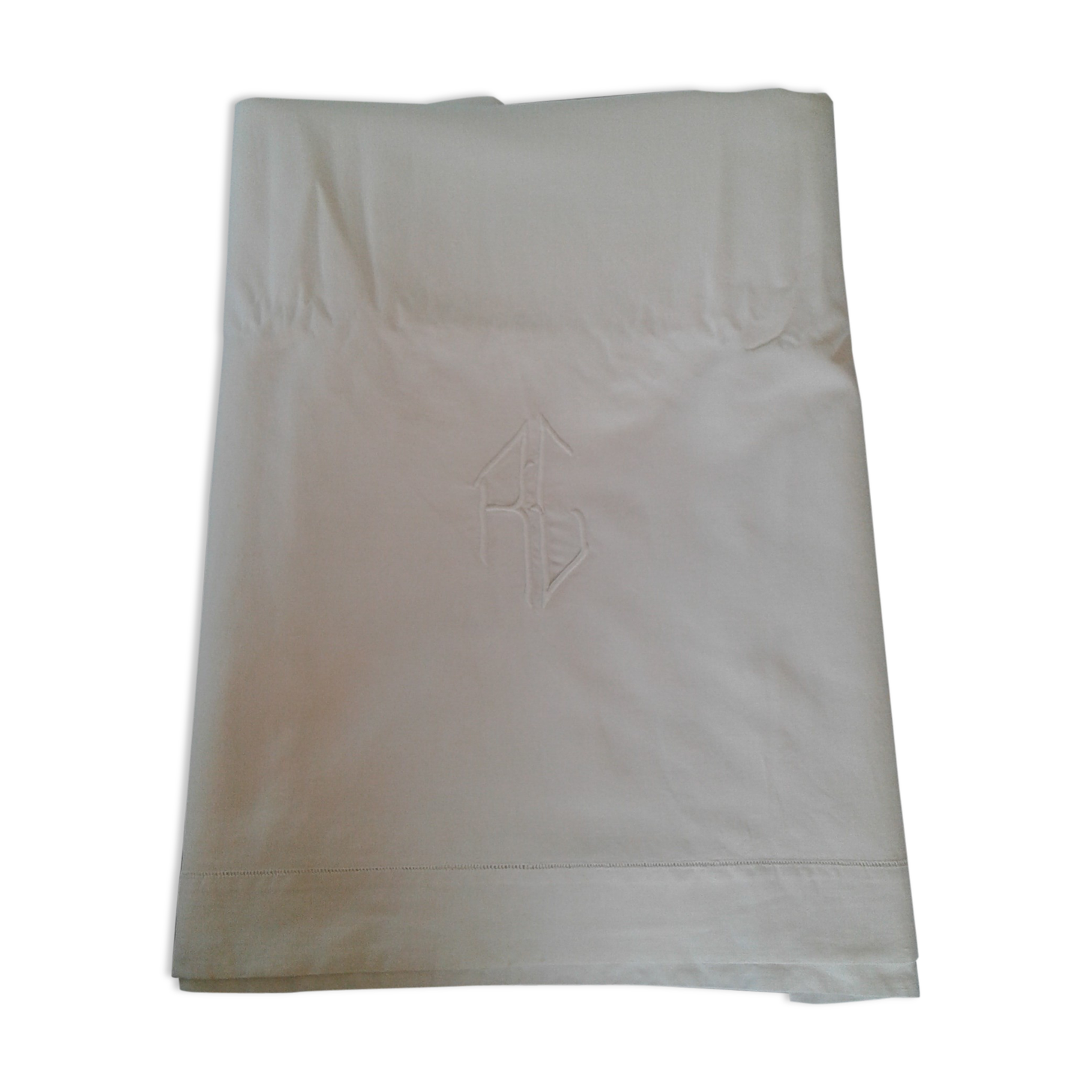 Old lin drapery embroidered monogram rg art deco style