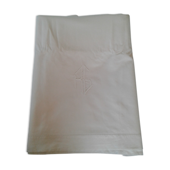 Old lin drapery embroidered monogram rg art deco style