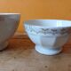 Set of 3 white and gold antique bowls - porcelain cups