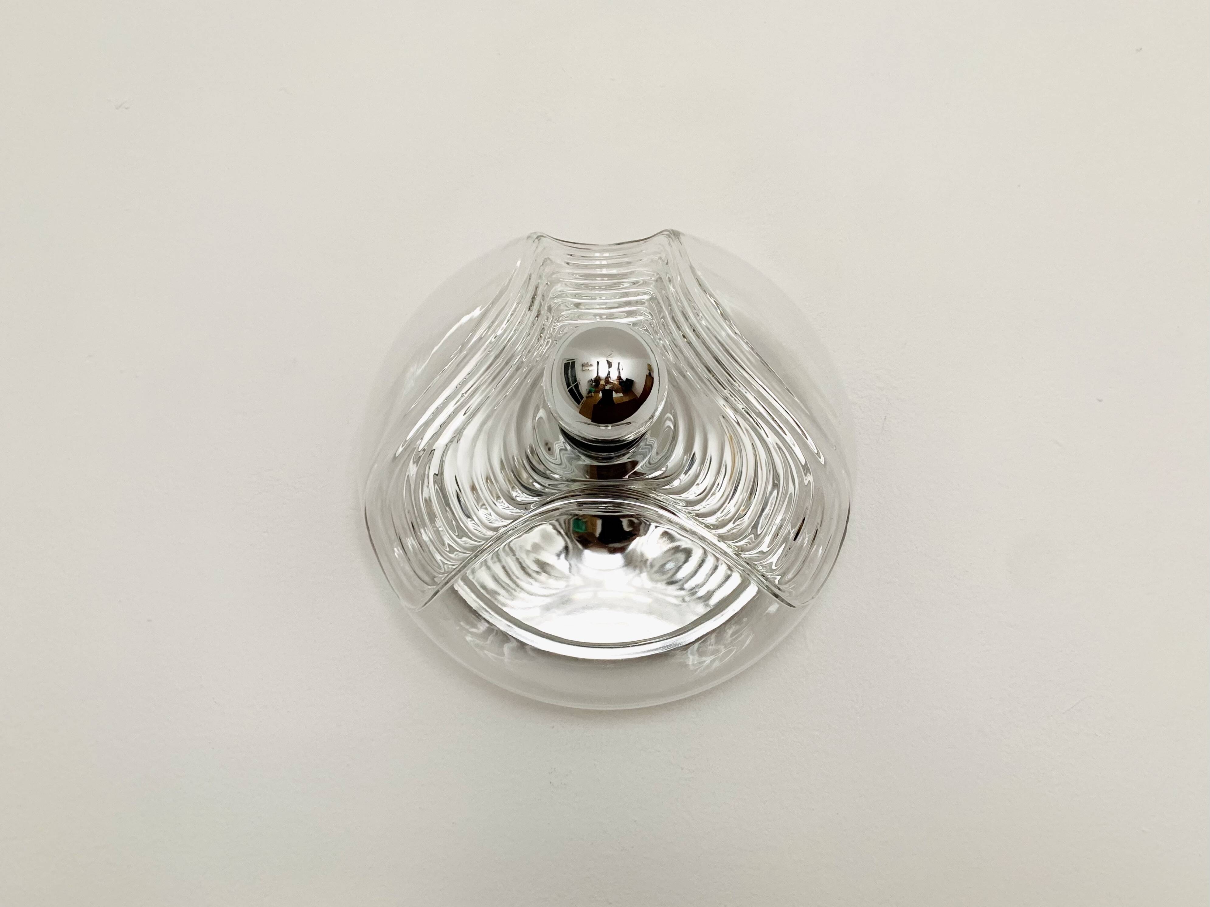 1 of 2 XL Wave Wall Lamps or Flush Lights by Koch and Lowy for Peill and Pu