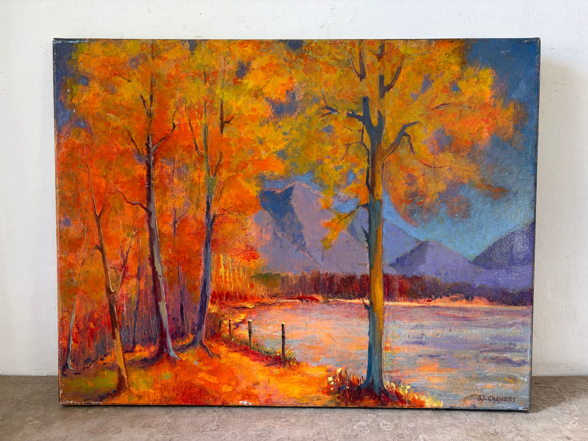 "Bariloche" Argentine, oil on canvas signed JJ Chambry, 2002