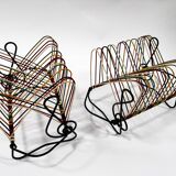 Vintage Vinyl Storage • 45 RPM Holder • Lacquered Metal • Scoubidou • 1950