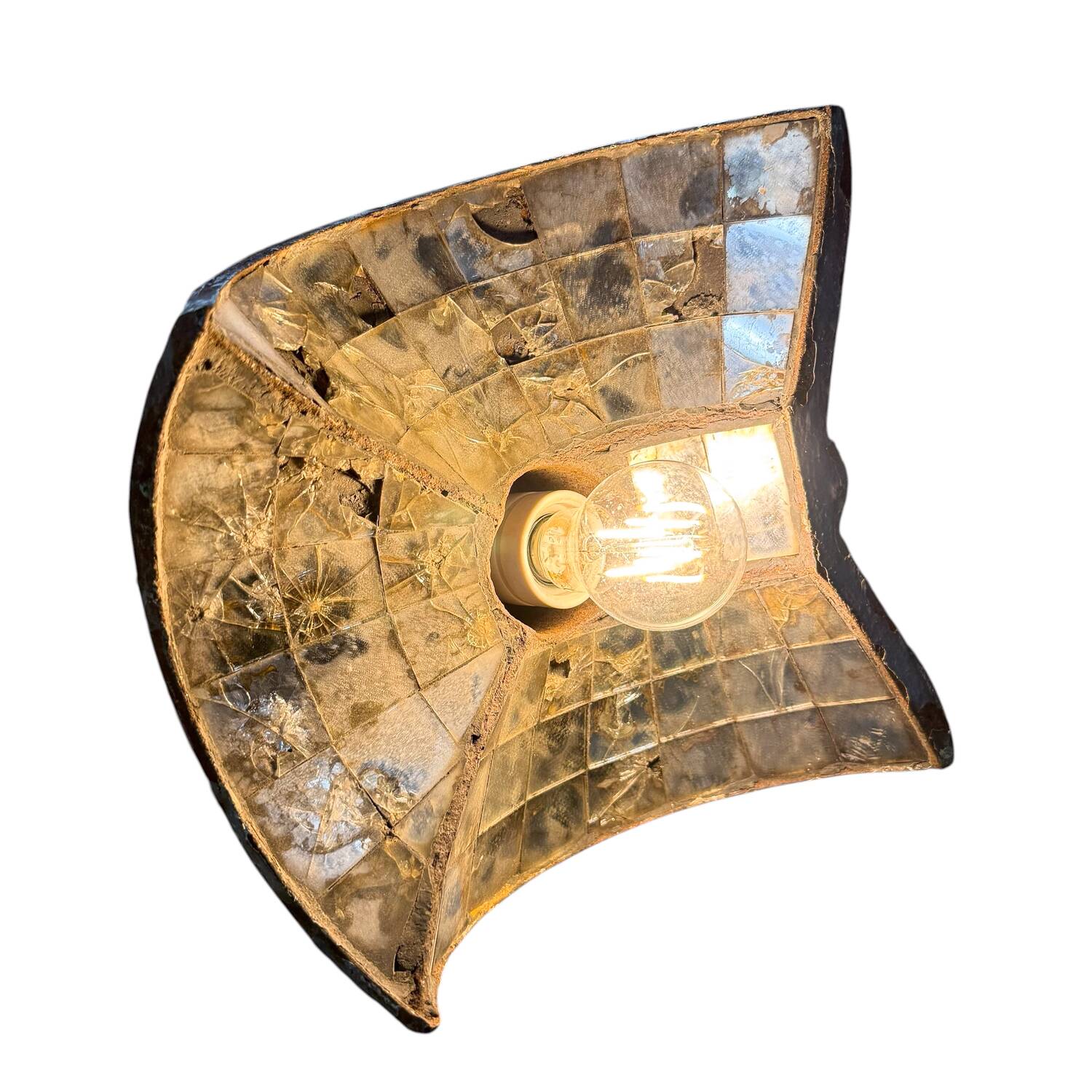 Vintage industrial mirrored pendant light by Esla