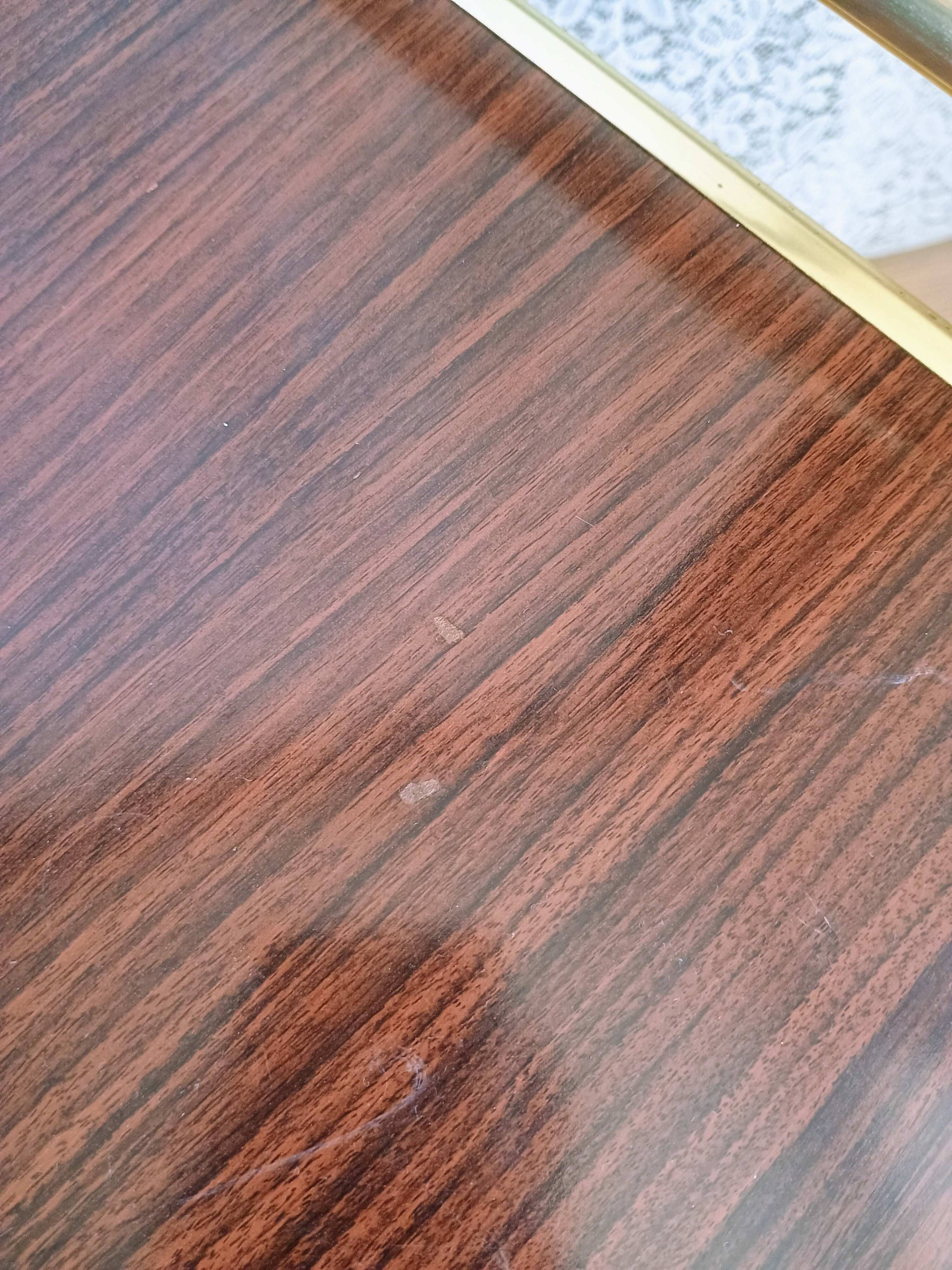 Coffee table with gold metal vinyl holder from the 70s)