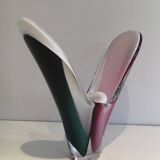 Multicoloured shell glass vase signed Flygsfors, 1956