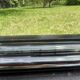 Vintage rectangular wall mirror in tubular metal and brass, 1970s/1980s.