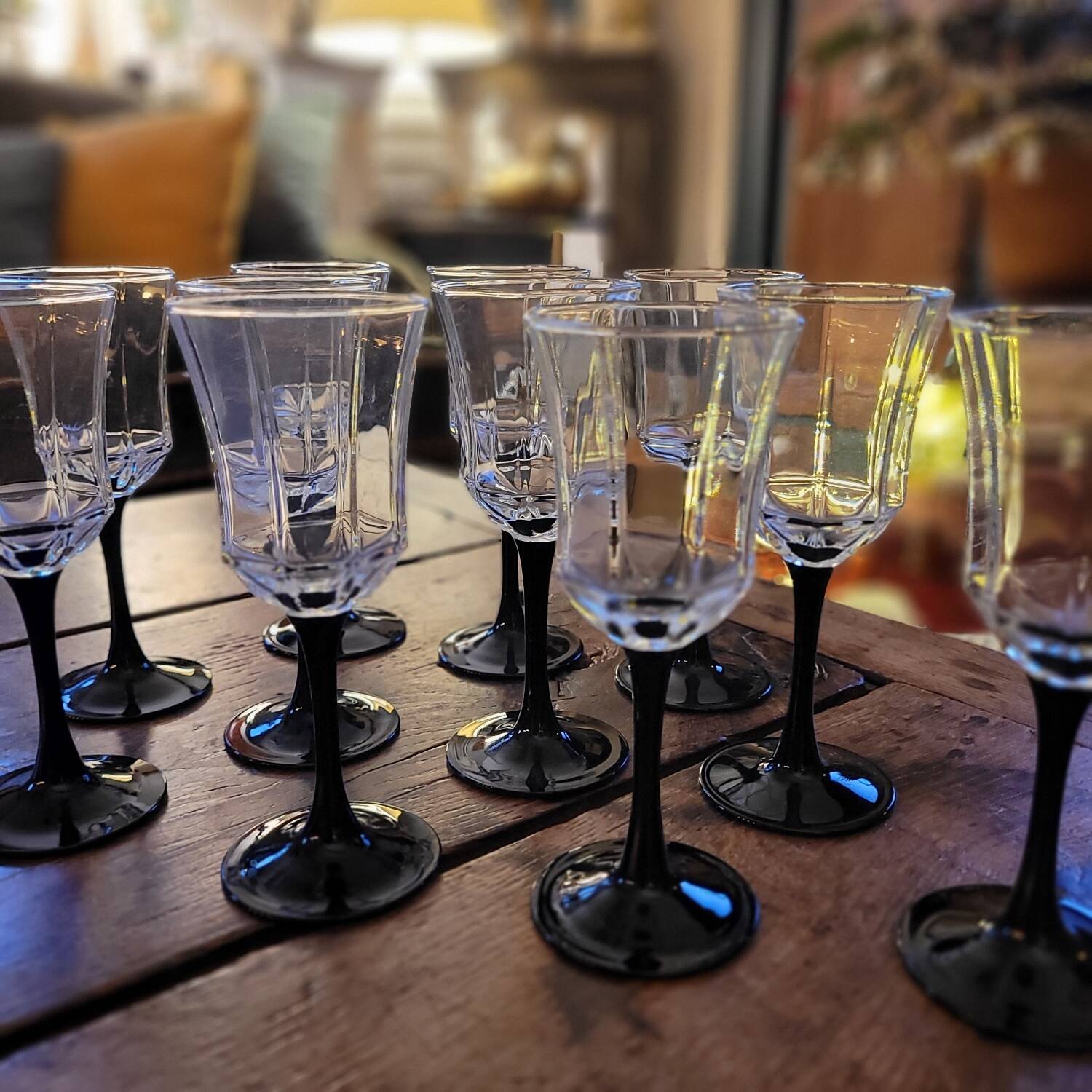 11 Octime Luminarc glasses - Black stem - 1980s