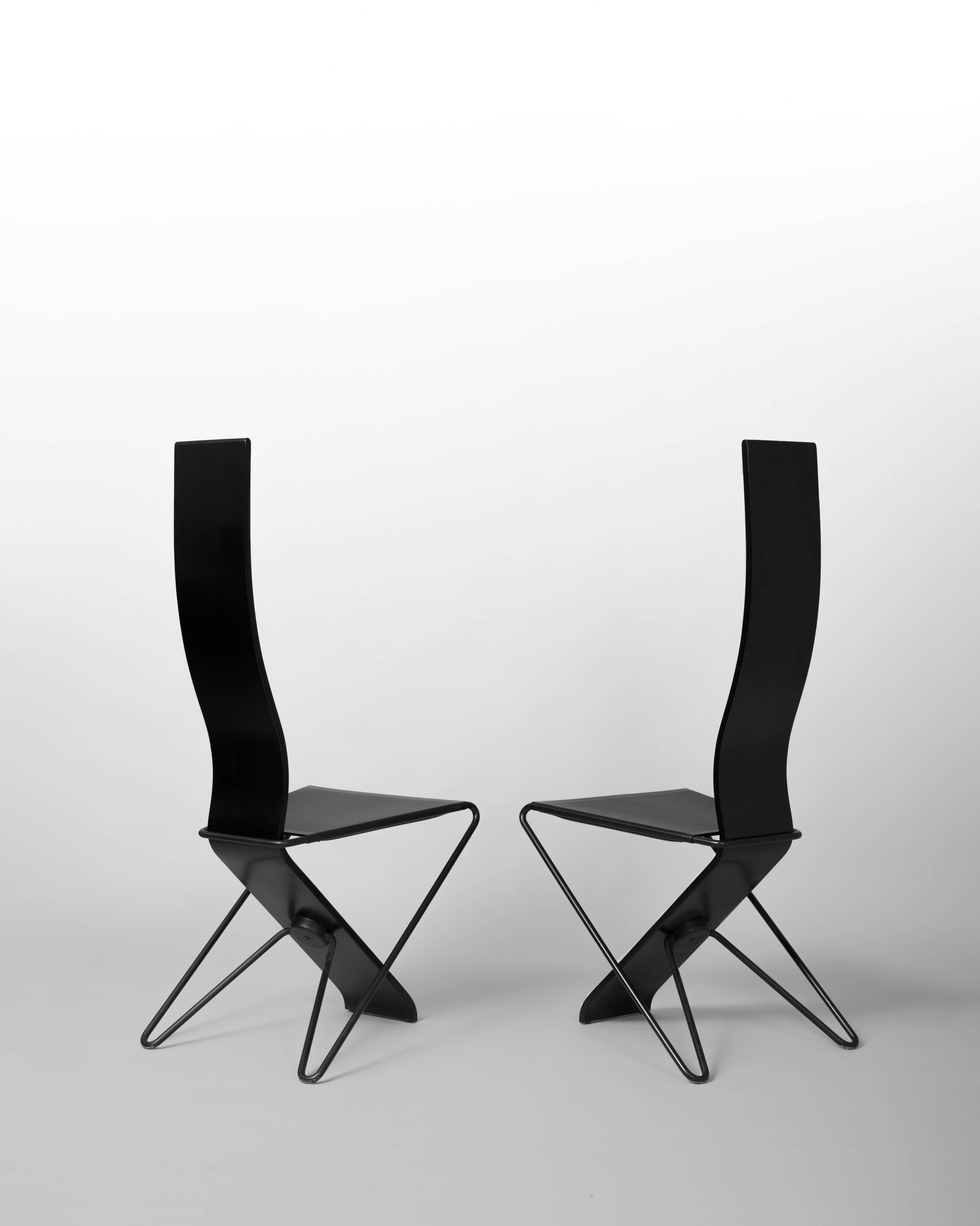 Pair of postmodern chairs, Pietro Arosio