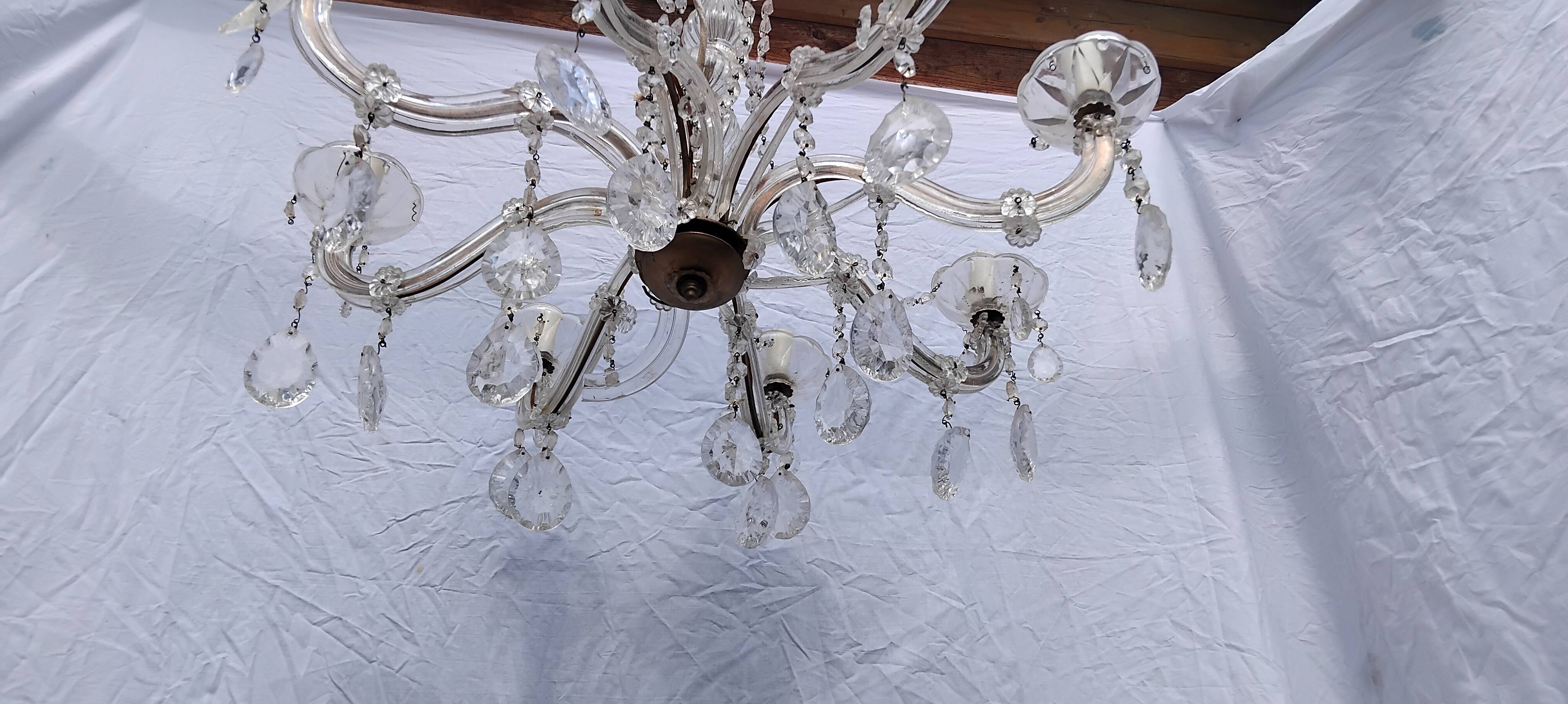 4 vintage crystal chandelier pendants