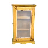 Vitrine murale en teck birman avec patine jaune d'origine