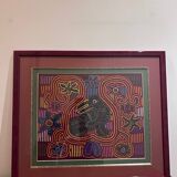 vintage tapestry framed under glass