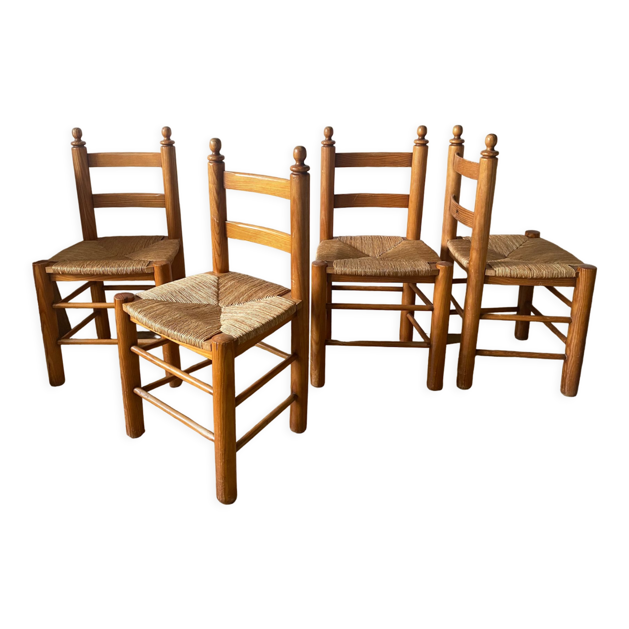 Pine and straw chairs