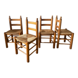 Chaises en pin et paille