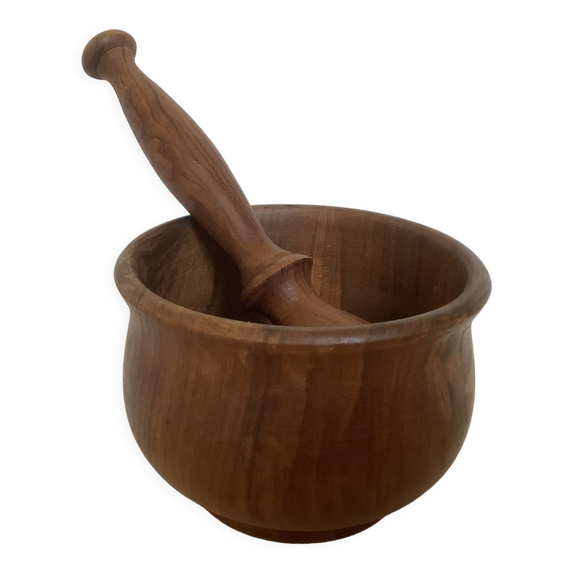 Mortar and wooden pestle