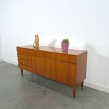 Dressoir en teck plus fin barkast avec lades et klepdeuren