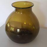 Amber green brown ball vase