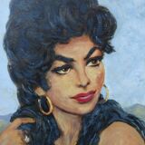 Painting 1950 signed bohemian portrait
