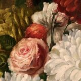 Peter Brooks. Huge still life with flowers and fruits. Oil on canvas 20th century. 2.2m x 1.7m