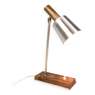 Small Table Lamp Model Silva Made In Rosewood & Aluminum By Lyfa From 1960