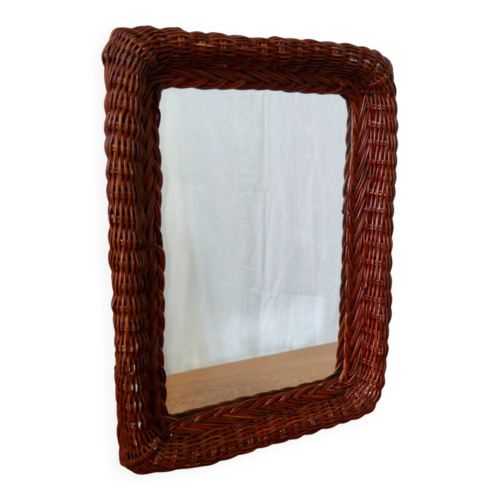 Vintage 1960s rattan mirror