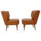 Pair of Vintage Expo 58 Cocktail Chairs, Cognac Faux Leather, Sixties