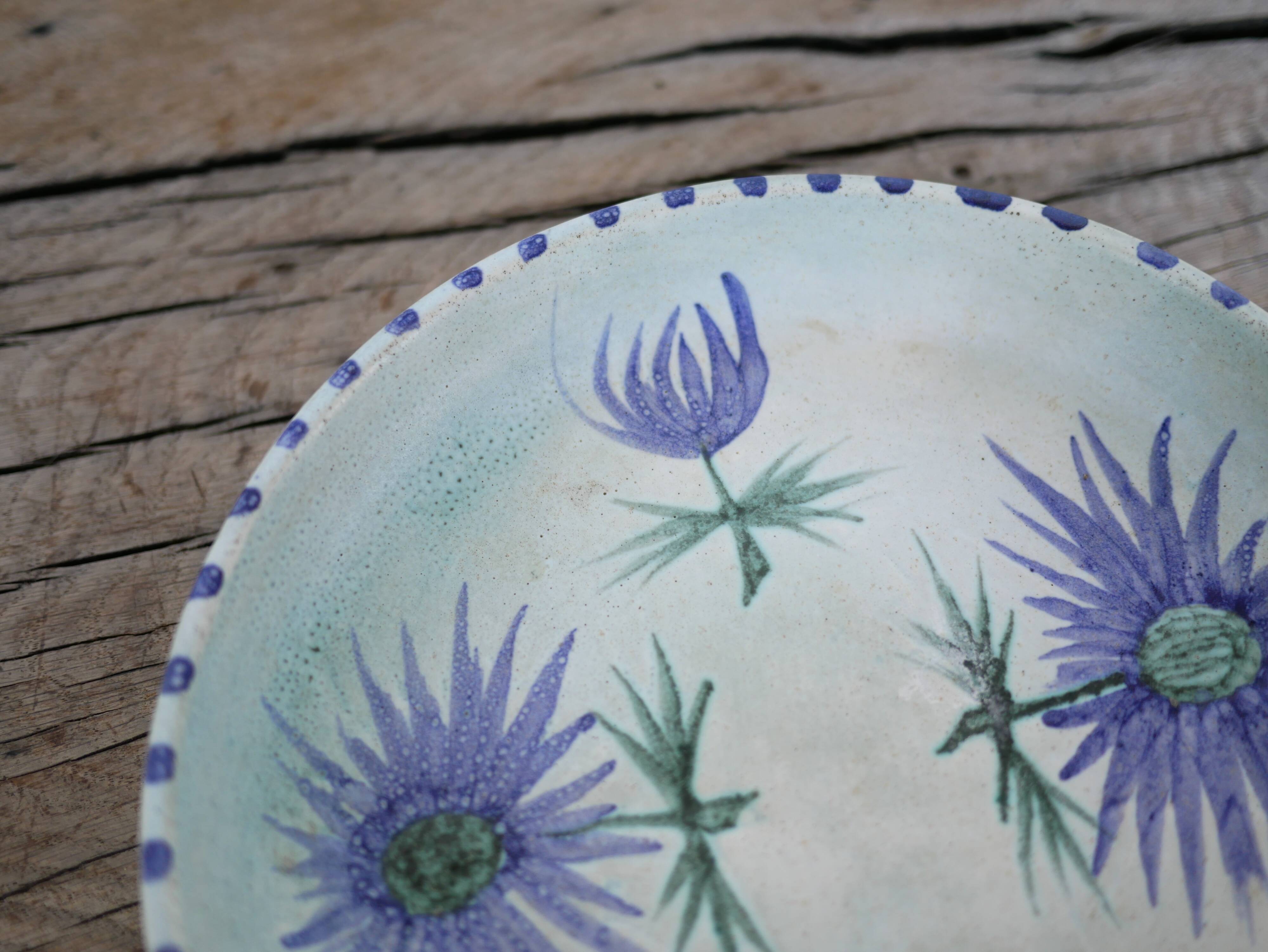 Vintage ceramic thistle plate by Marie Madeleine Jolly