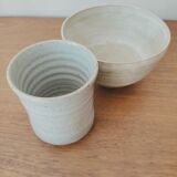 Turned ceramic bowl and cup