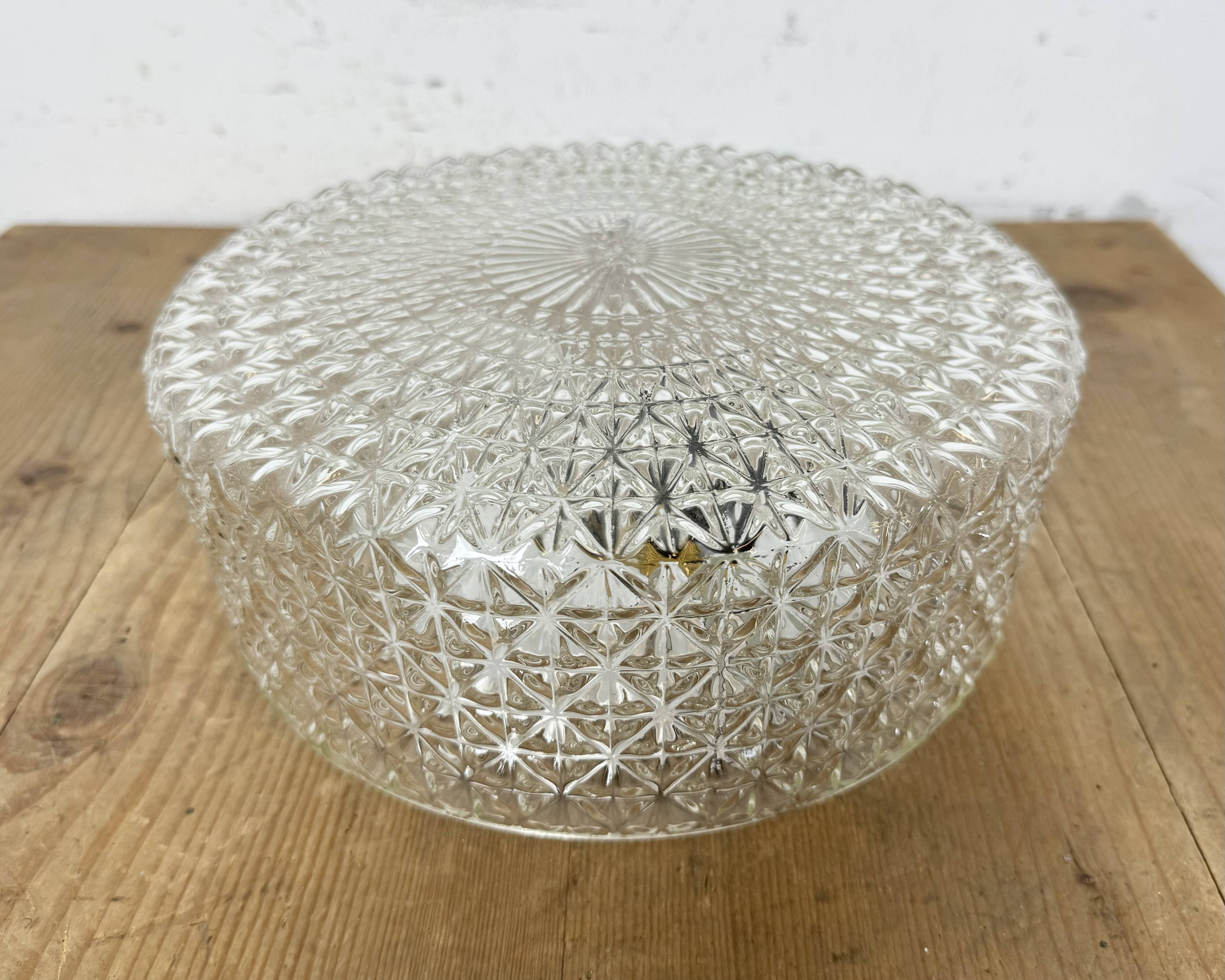 Vintage Glass Wall or Ceiling Light, 1970s