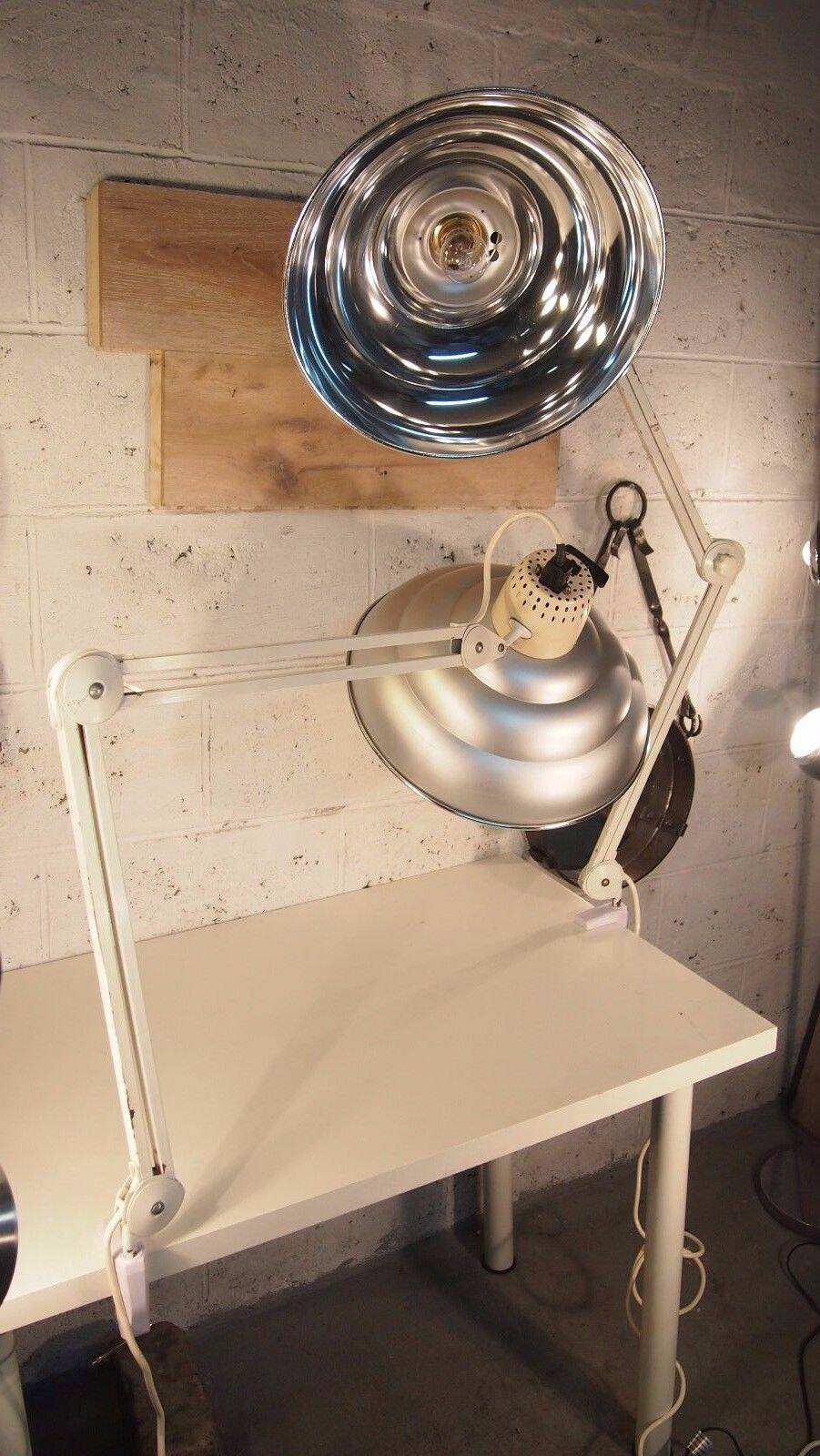 Paire Lampes Bureau Articulee Ajustable Industriel Vintage Chrome