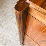 Art Deco chest of drawers in flambé walnut veneer circa 30's/ 40's
