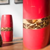 Pair of 1970s-80s Terracotta Vases with Inlaid Mosaic